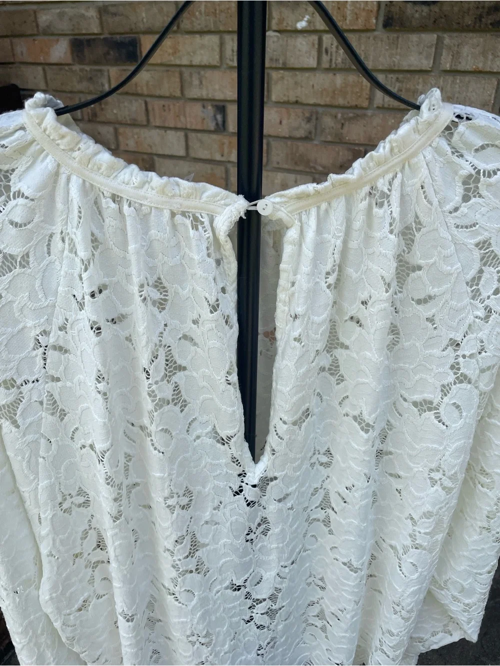 Free People Ivory Floral Lace Long Sleeve Blouse Size L